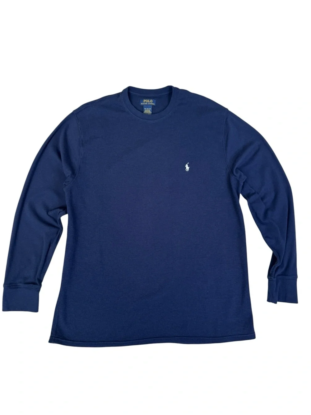 Polo Ralph Lauren Navy Blue Waffle Knit Thermal Long Sleeve Shirt 2XL Big & Tall